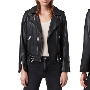 AllSaints Black Leather Biker Jacket
